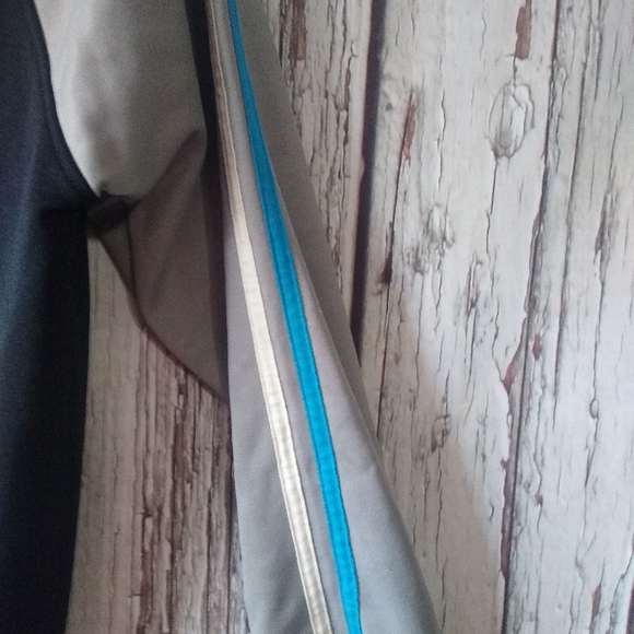 Fred Perry Full Zip Track Jacket Black & Gray Men's Small Mock Neck Blue Stripes - Picture 4 of 7